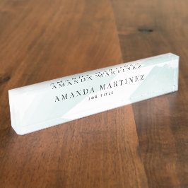 Elegant Turquoise Blue Waterverf Desk Name Bord Naambordje