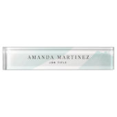 Elegant Turquoise Blue Waterverf Desk Name Bord Naambordje (Voorkant)