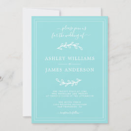 Elegant Turquoise Blue Wedding-uitnodiging Kaart