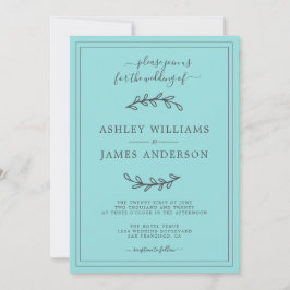 Elegant Turquoise Blue Wedding-uitnodiging Kaart