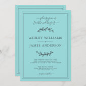 Elegant Turquoise Blue Wedding-uitnodiging Kaart (Voorkant / Achterkant)