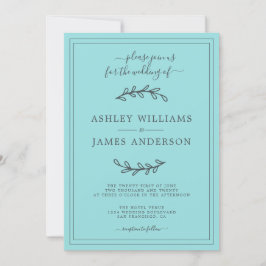 Elegant Turquoise Blue Wedding-uitnodiging Kaart