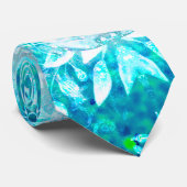 Elegant Turquoise Blue White Crystal Floral Stropdas (Opgerold)