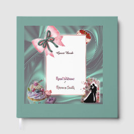 Elegant Turquoise & Blush Bloemen Bruiloft Gastenb Gastenboek