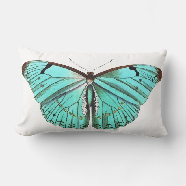  Elegant Turquoise Butterfly Pillow Kussen (Voorkant)