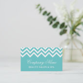 Elegant turquoise chevron patroon visitekaartje (Staand voorkant)