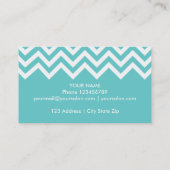 Elegant turquoise chevron patroon visitekaartje (Achterkant)