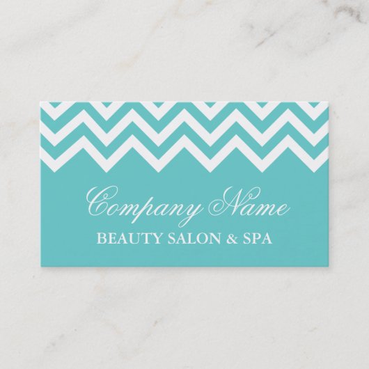 Elegant turquoise chevron patroon visitekaartje (Voorkant)