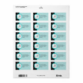 Elegant Turquoise Damast Monogram Etiket (Full Sheet)