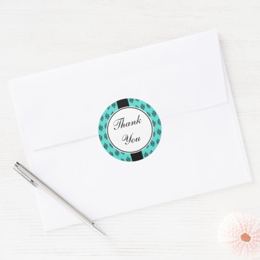 Elegant turquoise Dank u Stickers (Envelop)