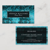 Elegant Turquoise Disco Glitter Visitekaartje (Voorkant / Achterkant)