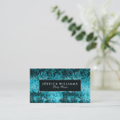Elegant Turquoise Disco Glitter Visitekaartje (Staand voorkant)