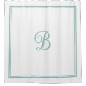 Elegant Turquoise Double Border Script Monogram Douchegordijn (Voorkant)