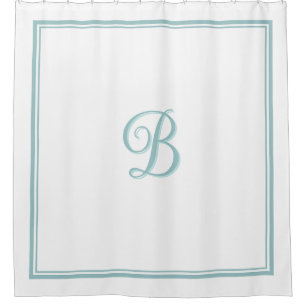 Elegant Turquoise Double Border Script Monogram Douchegordijn