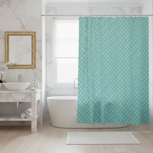 Elegant turquoise douchegordijn met parels