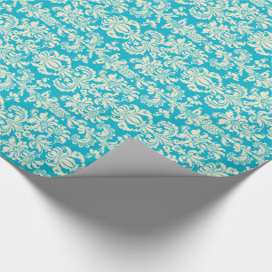 Elegant Turquoise en Cream Floral Damaskers Cadeaupapier