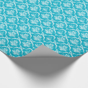 Elegant Turquoise en Cream Floral Damaskers Cadeaupapier