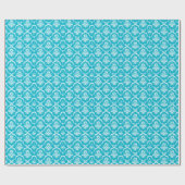 Elegant Turquoise en Cream Floral Damaskers Cadeaupapier (Vlak)