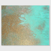 Elegant Turquoise en Faux Gold Glitter Marble Cadeaupapier (Vlak)
