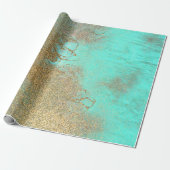 Elegant Turquoise en Faux Gold Glitter Marble Cadeaupapier (Uitgerold)