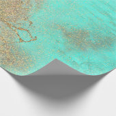 Elegant Turquoise en Faux Gold Glitter Marble Cadeaupapier (Hoek)