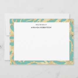 Elegant Turquoise en Gold Note Cards Notitiekaartje