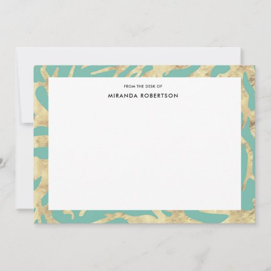 Elegant Turquoise en Gold Note Cards Notitiekaartje (Voorkant)