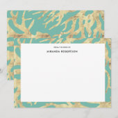 Elegant Turquoise en Gold Note Cards Notitiekaartje (Voorkant / Achterkant)