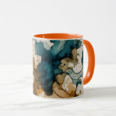 Elegant turquoise en goud abstract ontwerp mok (Voorkant rechts)