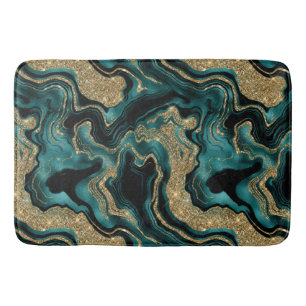 Elegant Turquoise en Gouden Glitter Agaat Patroon Badmat