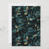 Elegant turquoise en gouden roos bloempatroon brui kaart (Achterkant)