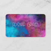 elegant turquoise en magenta waterverf artistiek visitekaartje (Voorkant)