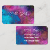 elegant turquoise en magenta waterverf artistiek visitekaartje (Voorkant / Achterkant)