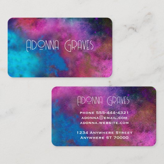 elegant turquoise en magenta waterverf artistiek visitekaartje (Voorkant / Achterkant)