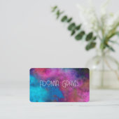 elegant turquoise en magenta waterverf artistiek visitekaartje (Staand voorkant)