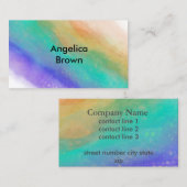 elegant turquoise en paarse waterverf visitekaartje (Voorkant / Achterkant)