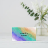 elegant turquoise en paarse waterverf visitekaartje (Staand voorkant)