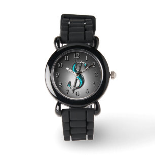 Elegant Turquoise en Silver Dollar Sign Stylish Horloge