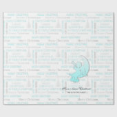 Elegant Turquoise en Silver KerstTypografie Cadeaupapier (Vlak)