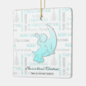 Elegant Turquoise en Silver KerstTypografie Keramisch Ornament (Links)