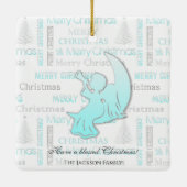 Elegant Turquoise en Silver KerstTypografie Keramisch Ornament (Achterkant)