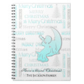 Elegant Turquoise en Silver KerstTypografie Notitieboek (Voorkant)
