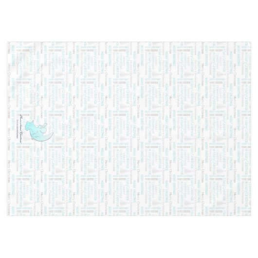 Elegant Turquoise en Silver KerstTypografie Tafelkleed (Voorkant (Horizontaal))