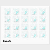 Elegant Turquoise en Silver KerstTypografie Vierkante Sticker (Vel)