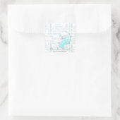 Elegant Turquoise en Silver KerstTypografie Vierkante Sticker (Tas)