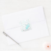 Elegant Turquoise en Silver KerstTypografie Vierkante Sticker (Envelop)