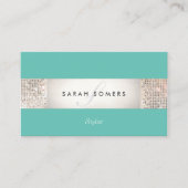 Elegant Turquoise FAUX Silver Sequin Monogram 2 Visitekaartje (Voorkant)