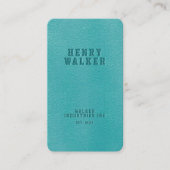 Elegant Turquoise Faux Vegan Leder Visitekaartje (Voorkant)