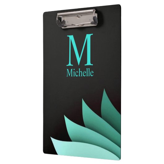 Elegant Turquoise Floral gepersonaliseerd monogram Klembord (Links)