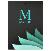 Elegant Turquoise Floral gepersonaliseerd monogram Klembord (Achterkant)